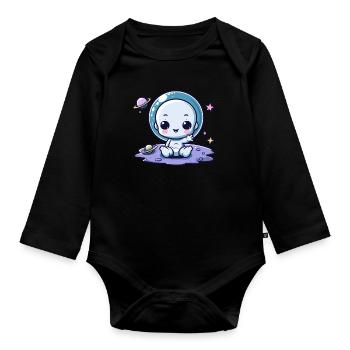 Designs For Kids – Freundliche Aliens - Baby Bio-Langarm-Body - Schwarz - Vorne