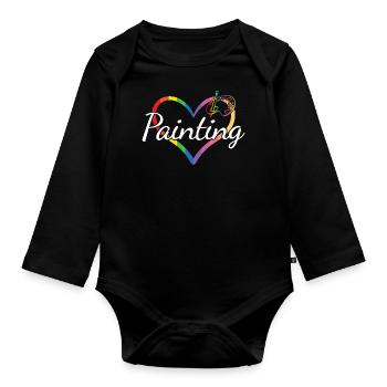 Painter Heart Painting - Baby Bio-Langarm-Body - Schwarz - Vorne
