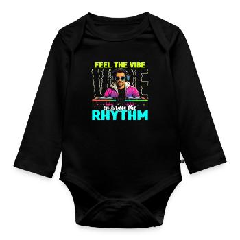 Disc Jockey Feel The Vibe Turntable Disc Jockeys - Organic Longsleeve Baby Bodysuit - black - Front