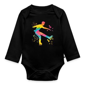 Eiskunstläufer Schlittschuhlaufen Eiskunstlauf - Baby Bio-Langarm-Body - Schwarz - Vorne