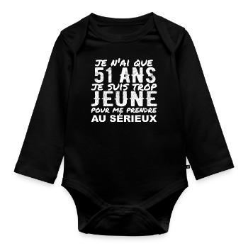Ich bin 51 Jahre alt | Humor Geschenk zum 51. Geburtstag - Baby Bio-Langarm-Body - Schwarz - Vorne