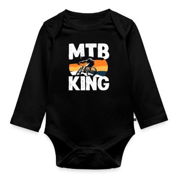 Roi du vélo de montagne - Body Bébé bio manches longues - noir - Devant