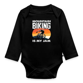 Le VTT rétro est mon hobby - Body Bébé bio manches longues - noir - Devant