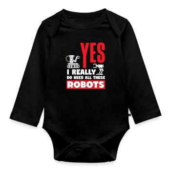 Programmeur de robots robotiques - Body Bébé bio manches longues - noir - Devant