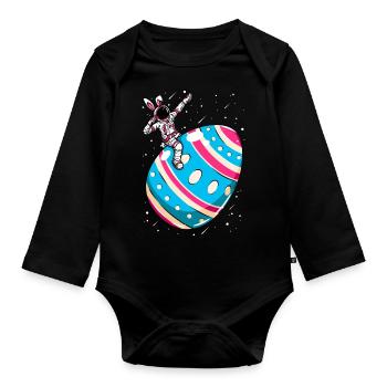Astronaute - oeuf de pâques space - Body Bébé bio manches longues - noir - Devant