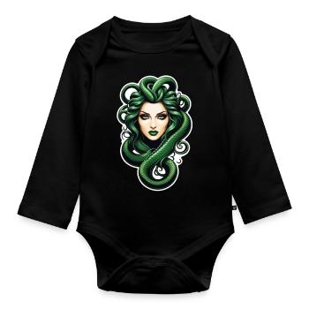 Medusa Greek Mythology Monster - Organic Longsleeve Baby Bodysuit - black - Front