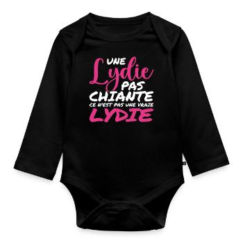 A not boring LYDIE is not a real LYDIE - Organic Longsleeve Baby Bodysuit - black - Front