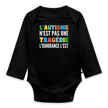 L'autisme N'est Pas Une Tragédie - Body Bébé bio manches longues - noir - Devant