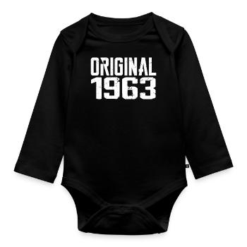 1963 Vintage Retro Jubiläumsgeschenk 1963 - Baby Bio-Langarm-Body - Schwarz - Vorne