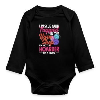 Funny Knitting Knitting Needle Gift - Organic Longsleeve Baby Bodysuit - black - Front