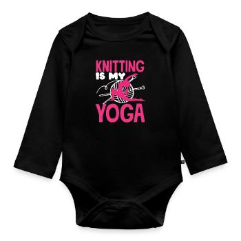 Lustiges Stricken Stricknadel Geschenk - Baby Bio-Langarm-Body - Schwarz - Vorne