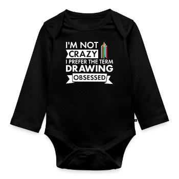 Tiroir Je ne suis pas fou dessin - Body Bébé bio manches longues - noir - Devant
