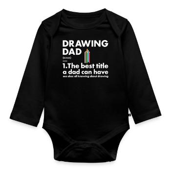 Drawer Dad Definition Drawing - Baby Bio-Langarm-Body - Schwarz - Vorne