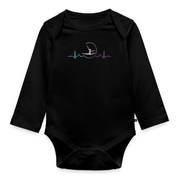 Gymnaste avec bande de gymnastique rythmique - Body Bébé bio manches longues - noir - Devant