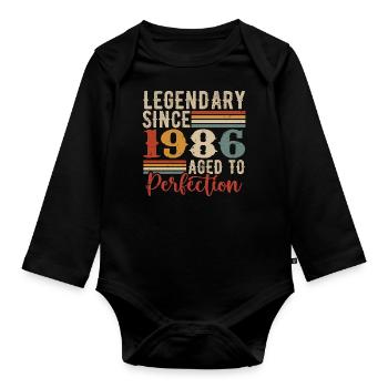 Legendär seit 1986. Geburtstagsgeschenk 1986 - Baby Bio-Langarm-Body - Schwarz - Vorne