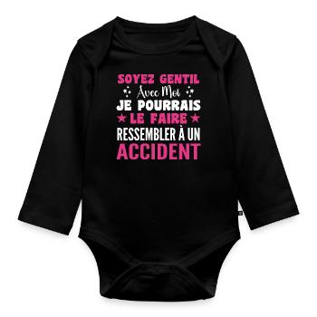 Nurse Be Kind To Me Nurse Humor - Organic Longsleeve Baby Bodysuit - black - Front