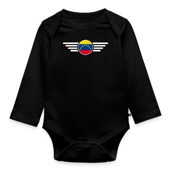 Venezuela Style Design T-Shirt - Body Bébé bio manches longues - noir - Devant