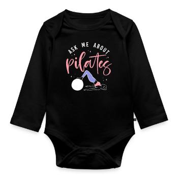 Instructeur de Pilates Enseignant Demandez-moi - Body Bébé bio manches longues - noir - Devant
