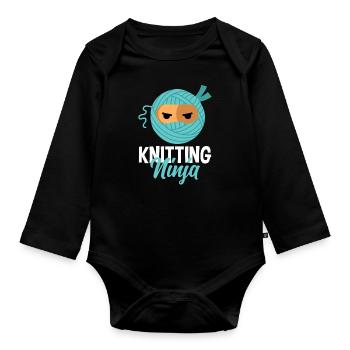Funny Knitting Knitting Needle Gift - Organic Longsleeve Baby Bodysuit - black - Front