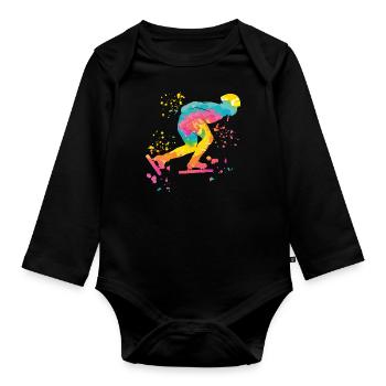 Eisschnellläufer Sportlerin Eisschnelllauf - Baby Bio-Langarm-Body - Schwarz - Vorne