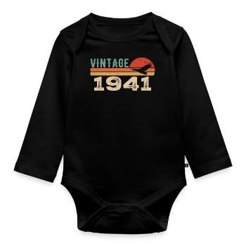 Vintage 1941 Cadeau D'anniversaire 1941 Retro 1941 - Body Bébé bio manches longues - noir - Devant