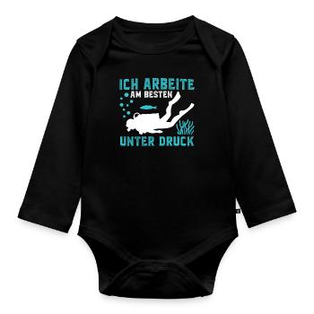 ich arbeite am besten unter druck - Baby Bio-Langarm-Body - Schwarz - Vorne