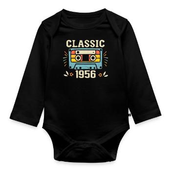 Vintage 1956 Retro Birthday Cassette 1956 - Organic Longsleeve Baby Bodysuit - black - Front