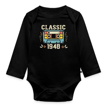 Vintage 1948 Cassette D'anniversaire Rétro 1948 - Body Bébé bio manches longues - noir - Devant