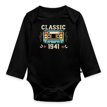 Vintage 1941 Cassette D'anniversaire Rétro 1941 - Body Bébé bio manches longues - noir - Devant