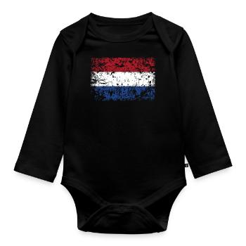 Drapeau des Pays-Bas VINTAGE - Body Bébé bio manches longues - noir - Devant