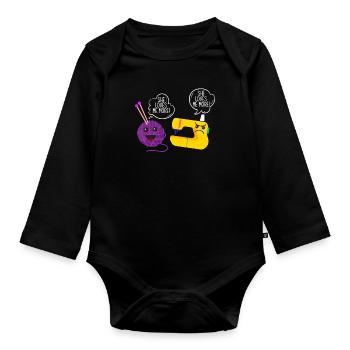 Funny Knitting Knitting Needle Gift - Organic Longsleeve Baby Bodysuit - black - Front
