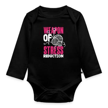 Funny Knitting Knitting Needle Gift - Organic Longsleeve Baby Bodysuit - black - Front