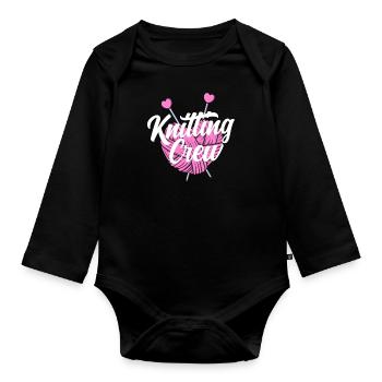 Funny Knitting Knitting Needle Gift - Organic Longsleeve Baby Bodysuit - black - Front
