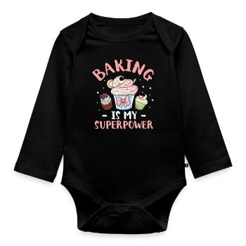 Cupcake Muffin Backen Geschenk - Baby Bio-Langarm-Body - Schwarz - Vorne