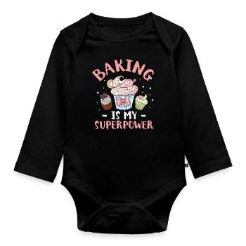 Cupcake - Baby Bio-Langarm-Body - Schwarz - Vorne