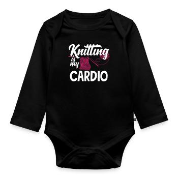 Funny Knitting Knitting Needle Gift - Organic Longsleeve Baby Bodysuit - black - Front