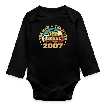 2007 Geburtstag geboren im Jahr 2007 Retro Vintage - Baby Bio-Langarm-Body - Schwarz - Vorne