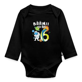 Bääm J’ai 6 ans Astronaute - Body Bébé bio manches longues - noir - Devant