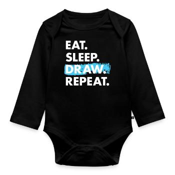 Drawer Eat Sleep Drawing - Organic Longsleeve Baby Bodysuit - black - Front