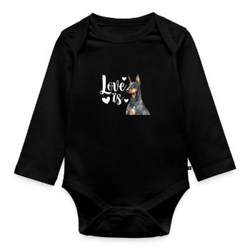 Doberman chien chiens cadeau pour animaux de compagnie - Body Bébé bio manches longues - noir - Devant