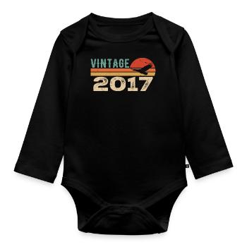 Vintage 2017 Retro 2017 Birthday Gift - Organic Longsleeve Baby Bodysuit - black - Front