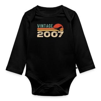 Vintage 2007 Retro 2007 Birthday Gift - Organic Longsleeve Baby Bodysuit - black - Front