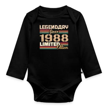 Millésime 1988 1988 Anniversaire né en 1988 - Body Bébé bio manches longues - noir - Devant
