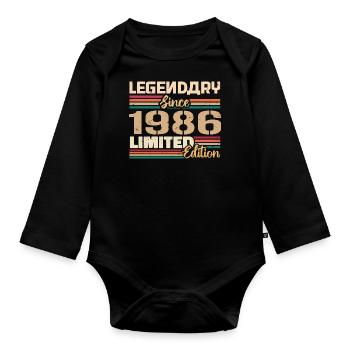 1986 Vintage 1986 Birthday born in 1986 - Organic Longsleeve Baby Bodysuit - black - Front