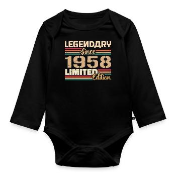 1958 Millésime 1958 Anniversaire Né En 1958 - Body Bébé bio manches longues - noir - Devant