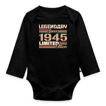 1945 Millésime 1945 Anniversaire Né En 1945 - Body Bébé bio manches longues - noir - Devant