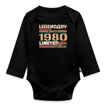 1980 Millésime 1980 Anniversaire Né(e) En 1980 - Body Bébé bio manches longues - noir - Devant