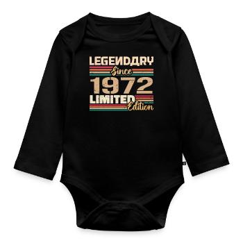 Millésime 1972 1972 Anniversaire né en 1972 - Body Bébé bio manches longues - noir - Devant