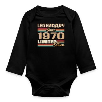 1970 Millésime 1970 Anniversaire Né(e) En 1970 - Body Bébé bio manches longues - noir - Devant
