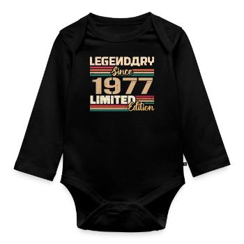 Millésime 1977 Anniversaire 1977 Né en 1977 - Body Bébé bio manches longues - noir - Devant